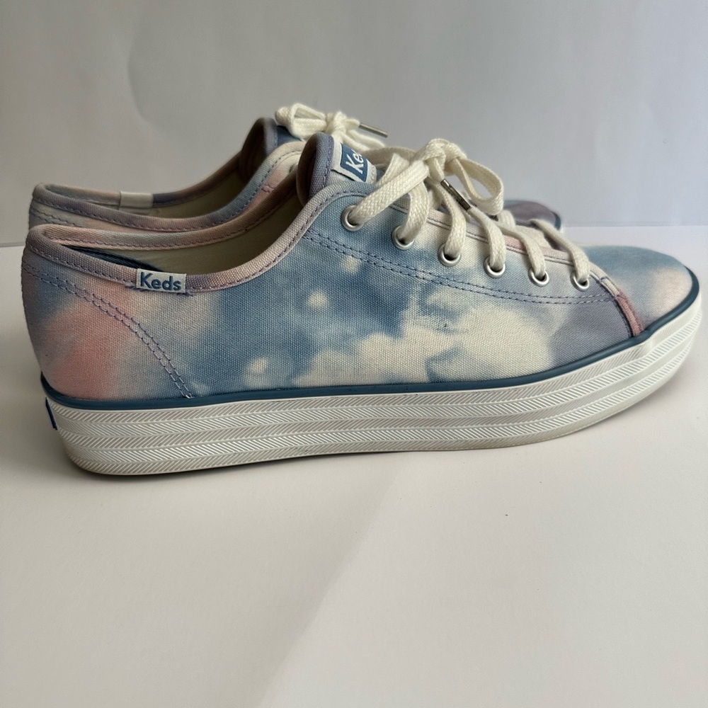 Keds Triple Kick Platform womenSneakers Size 10 Organic Cotton Blue Pink Tie Dye